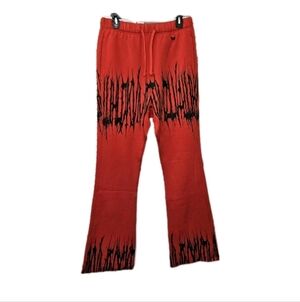 KDNK Red & black flare leg sweatpants Mens Size Medium NEW